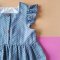 BUTTONS FRONT FLUTTER SLEEVES ROMPER 100% COTTON WOVEN BLUE DOT(copy)