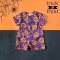 BOYS&GIRLS HALLOWEEN PUMKINS PURPLE ROMPER 100% PRINTED COTTON