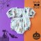 BUTTONS BACK PUFF SLEEVES ROMPER HALLOWEEN WHITE 100% PRINTED COTTON