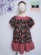 BUTTONS BACK PUFF SLEEVES DRESS HALLOWEEN BLACK CHERRIES 100% PRINTED COTTON*PRE-ORDER SHIP OUT 24 SEPTEMBER