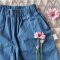 BOYS & GIRLS LIGHT BLUE DENIM ELASTIC WAISTBAND SHORTS  / 100% COTTON DENIM