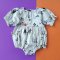 BUTTONS BACK PUFF SLEEVES ROMPER HALLOWEEN WHITE 100% PRINTED COTTON