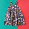 BUTTONS FRONT DRESS DARK BLUE 100% PRINTED COTTON