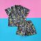 2 PACK BOYS & GIRLS NIGHT SAFARI SHIRT +ELASTIC WAISTBAND SHORTS  / 100% PRINTED COTTON