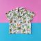 2 PACK BOYS & GIRLS WHITE SAFARI SHIRT +ELASTIC WAISTBAND SHORTS  / 100% PRINTED COTTON