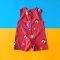 BOYS&GIRLS CANDY RABBIT HOT RED ROMPER 100% PRINTED COTTON