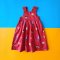 ELASTIC BACK CANDY RABBIT HOT RED DRESS 100% PRINTED COTTON