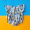 BUTTONS BACK BUTTERFLY SLEEVES TWO SWANS LIGHT GREY ROMPER 100% PRINTED COTTON