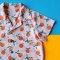 เด็กชาย-หญิง เสื้อเชิ๊ต 100%คอตตอนพิมพ์ลายส้มสีพีชอ่อน
