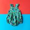 ELASTIC BACK TUCAN GREEN ROMPER 100% PRINTED COTTON