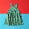 ELASTIC BACK TUCAN GREEN DRESS 100% PRINTED COTTON