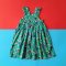 ELASTIC BACK TUCAN GREEN DRESS 100% PRINTED COTTON