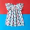 BUTTONS BACK BUTTERFLY SLEEVES SEASHELLS DRESS WHITE 100% PRINTED COTTON