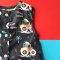 BOYS&GIRLS DINO VROOM VROOM ROMPER BLACK 100% PRINTED COTTON