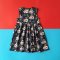 BUTTONS BACK  DINO VROOM VROOM DRESS BLACK 100% PRINTED COTTON