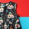 BUTTONS BACK  DINO VROOM VROOM DRESS BLACK 100% PRINTED COTTON