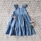 ELASTIC BACK LIGHT BLUE DENIM DRESS  100 % LIGHT COTTON DENIM