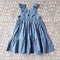 ELASTIC BACK LIGHT BLUE DENIM DRESS  100 % LIGHT COTTON DENIM