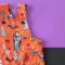 BOYS&GIRLS HALLOWEEN DRACULA ORANGE PINAFORE 100%PRINTED COTTON*