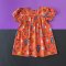 BUTTONS BACK PUFF SLEEVES DRESS HALLOWEEN DRACULA ORANGE  100% PRINTED COTTON