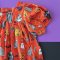 BUTTONS BACK PUFF SLEEVES ROMPER HALLOWEEN DRACULA ORANGE 100% PRINTED COTTON