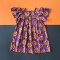 BUTTONS BACK BUTTERFLY SLEEVES HALLOWEEN PUMKINS PURPLE DRESS  100% PRINTED COTTON