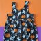 HALLOWEEN GINGERBREAD BLACK JUMPSUIT 100% COTTON PRINTED