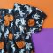 BUTTONS BACK PUFF SLEEVES DRESS HALLOWEEN GINGERBREAD BLACK  100% PRINTED COTTON