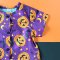 BOYS&GIRLS HALLOWEEN PUMKINS PURPLE ROMPER 100% PRINTED COTTON