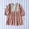 *LIMITED FABRICS -BUTTONS BACK TO FRONT CRAFTED BOHO LONGSLEEVES PINK DRESS 100% COTTON INDIA HAND BLOCK PRINTED