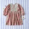 *LIMITED FABRICS -BUTTONS BACK TO FRONT CRAFTED BOHO LONGSLEEVES PINK DRESS 100% COTTON INDIA HAND BLOCK PRINTED