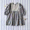 *LIMITED FABRICS -BUTTONS BACK TO FRONT CRAFTED BOHO LONGSLEEVES BLUE DRESS 100% COTTON INDIA HAND BLOCK PRINTED