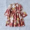 ชุดกระโปรงคอจีน กระดุมหลัง แขนยาว 3/4 ส่วน 100%  คอตตอน ผ้าพิมพ์ลายดอกไม้นำโชค สีแดง *สินค้าสั่งจองล่วงหน้า ส่งสินค้าออก 30 พฤศจิกายน