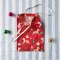 REUSEABLE GIFT BAG LEMON 100% PRINTED COTTON XMAS RED