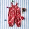 GIRLS OVERALL JUMPSUIT 100% PRINTED COTTON XMAS RED *PRE-ORDER SHIP OUT 7 DECEMBER