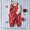 GIRLS OVERALL JUMPSUIT 100% PRINTED COTTON XMAS RED *PRE-ORDER SHIP OUT 7 DECEMBER