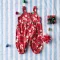 GIRLS OVERALL JUMPSUIT 100% PRINTED COTTON XMAS RED *PRE-ORDER SHIP OUT 7 DECEMBER