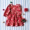 BUTTONS BACK LONG SLEEVES DRESS 100% PRINTED COTTON XMAS RED *PRE-ORDER SHIP OUT 16 NOVEMBER