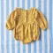 BUTTONS BACK LONG SLEEVE ROMPER 100% COTTON SOFT DOUBLE LAYER YELLOW MUSTARD DOT*PRE-ORDER SHIP OUT 24 NOVEMBER