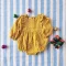 BUTTONS BACK LONG SLEEVE ROMPER 100% COTTON SOFT DOUBLE LAYER YELLOW MUSTARD DOT*PRE-ORDER SHIP OUT 24 NOVEMBER