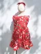 ชุดกระโปรงกระดุมหลัง 100 % คอตตอนพิมพ์ลายคริสมาสต์สีแดง *สินค้าสั่งจองล่วงหน้า ส่งสินค้าออก 9 พฤศจิกายน