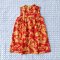 MANDARIN COLLAR BUTTONS BACK SLEEVELESS DRESS 100%  PRINTED COTTON RED DRAGON