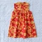 MANDARIN COLLAR BUTTONS BACK SLEEVELESS DRESS 100%  PRINTED COTTON RED DRAGON
