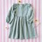 BUTTONS BACK LONG SLEEVES DRESS 100% COTTON SOFT DOUBLE LAYER MINT GREEN DOT