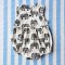 BUTTONS BACK THAI ELEPHANTS WHITE ROMPER 100% WHITE COTTON BLACK PRINTED