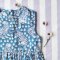 BUTTONS BACK DRESS  100% COTTON INDIAN HAND BLOCK PRINTED BENGAL TIGER / TEAL BLUE