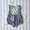 BUTTONS BACK TO FRONT CRAFTED BOHO BLUE ROMPER 100% COTTON INDIA HAND BLOCK PRINTED予約注文商品の発送予定日：6月15日～20日 PRE-ORDER ITEMS SHIPMENT 15-20 JUNE