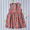 BUTTONS BACK DRESS  100% COTTON INDIAN HAND BLOCK PRINTED BENGAL TIGER / RED