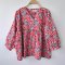 ADULTS WOMEN BLOUSE 100% COTTON INDIAN HAND BLOCK PRINTED BENGAL TIGER / RED *予約注文商品の発送予定日：6月15日～20日 PRE-ORDER ITEMS SHIPMENT 15-20 JUNE