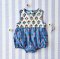 BUTTONS BACK CRAFTED BOHO BLUE ROMPER 100% COTTON INDIA HAND BLOCK PRINTED予約注文商品の発送予定日：6月15日～20日 PRE-ORDER ITEMS SHIPMENT 15-20 JUNE